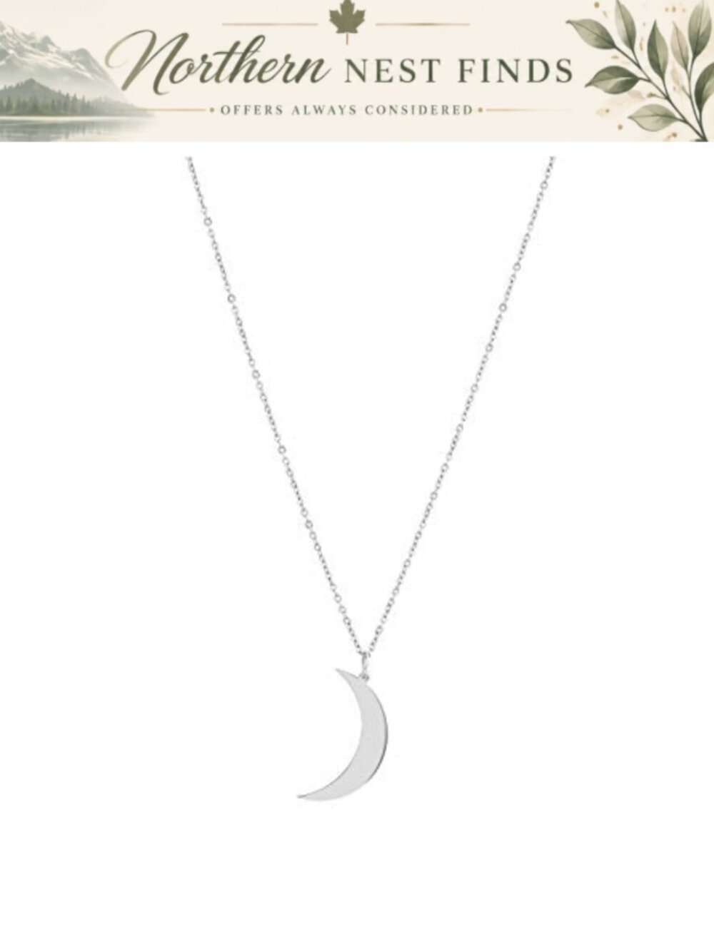 18K Gold Plated Stainless Steel Crescent Moon Pendant Necklace Dainty Delicate